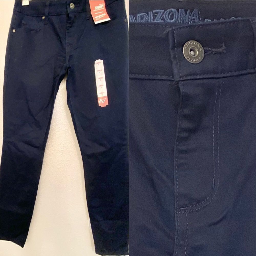Arizona very dark wash High rise Waist Skinny mid rise Jeans jeggings stretchy-5